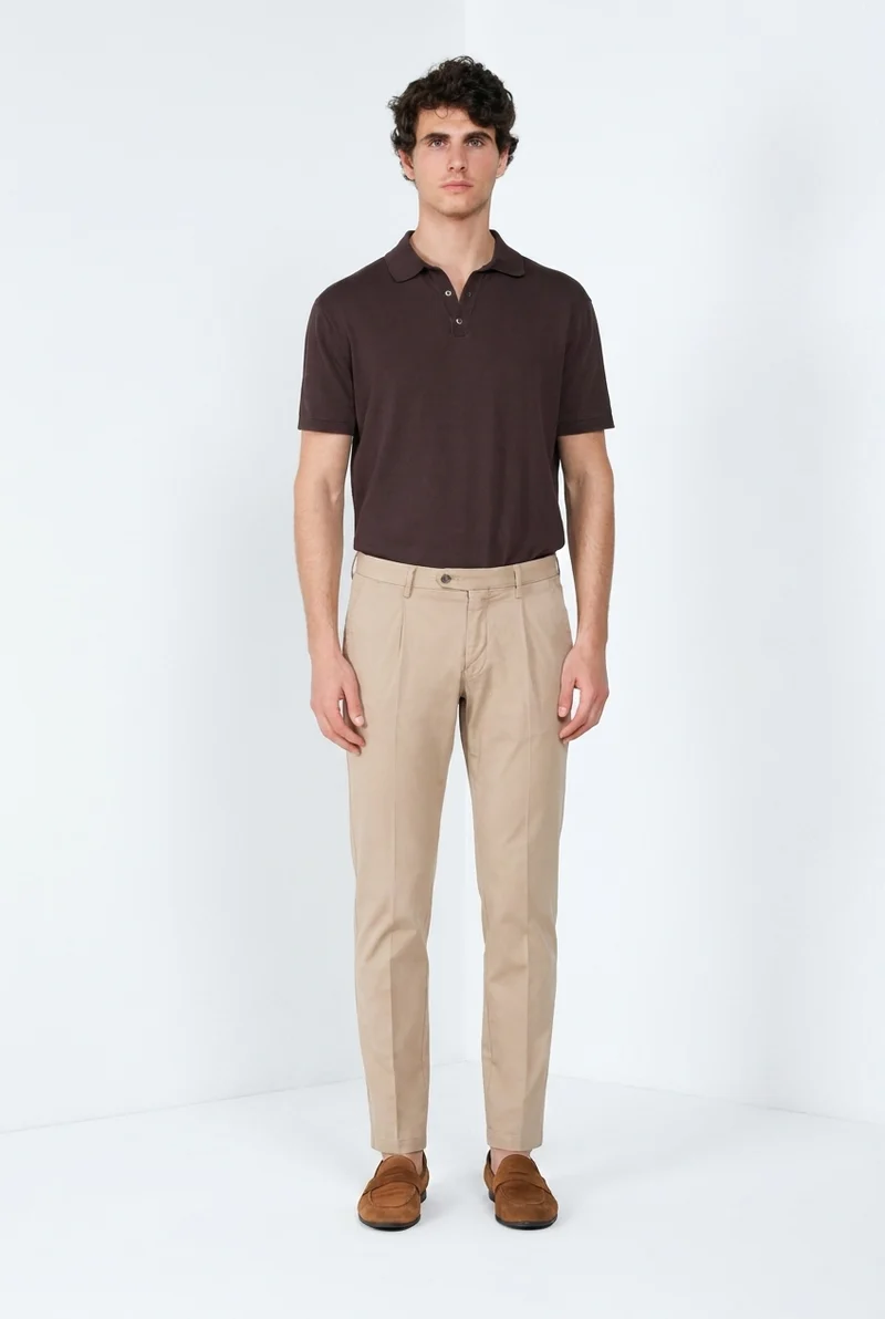 Torino 1 Pinces Flex pantalon chino homme en gabardine super stretch slim fit