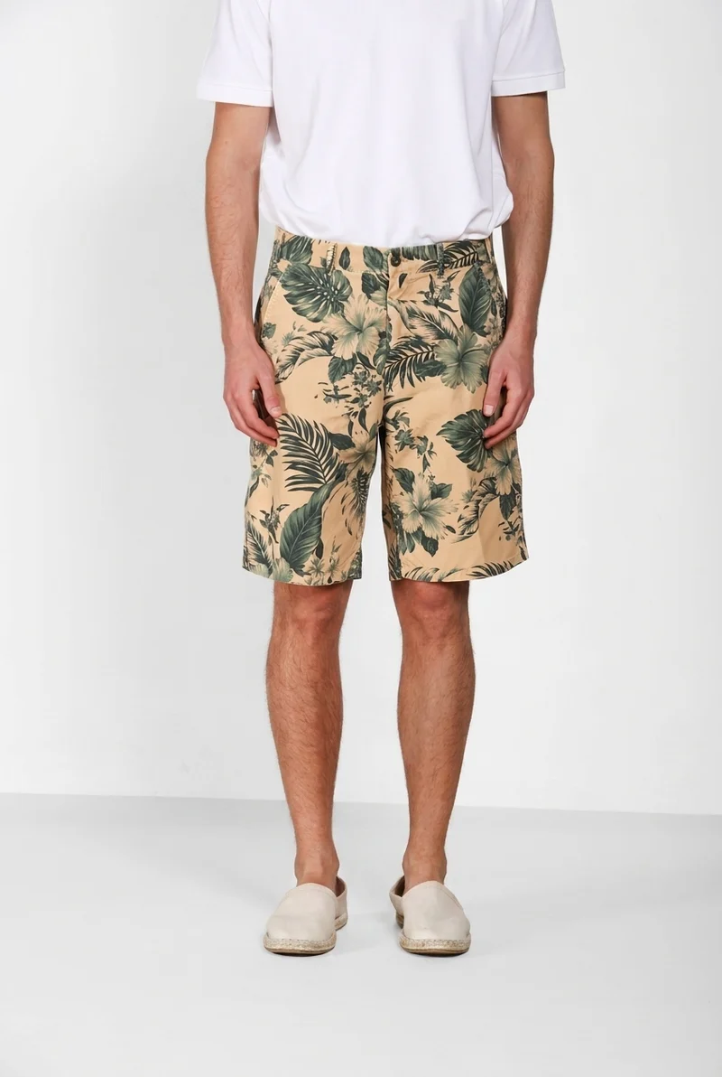 Denver M74 bermuda cargo homme en toile imprimé hawaïen relaxed fit