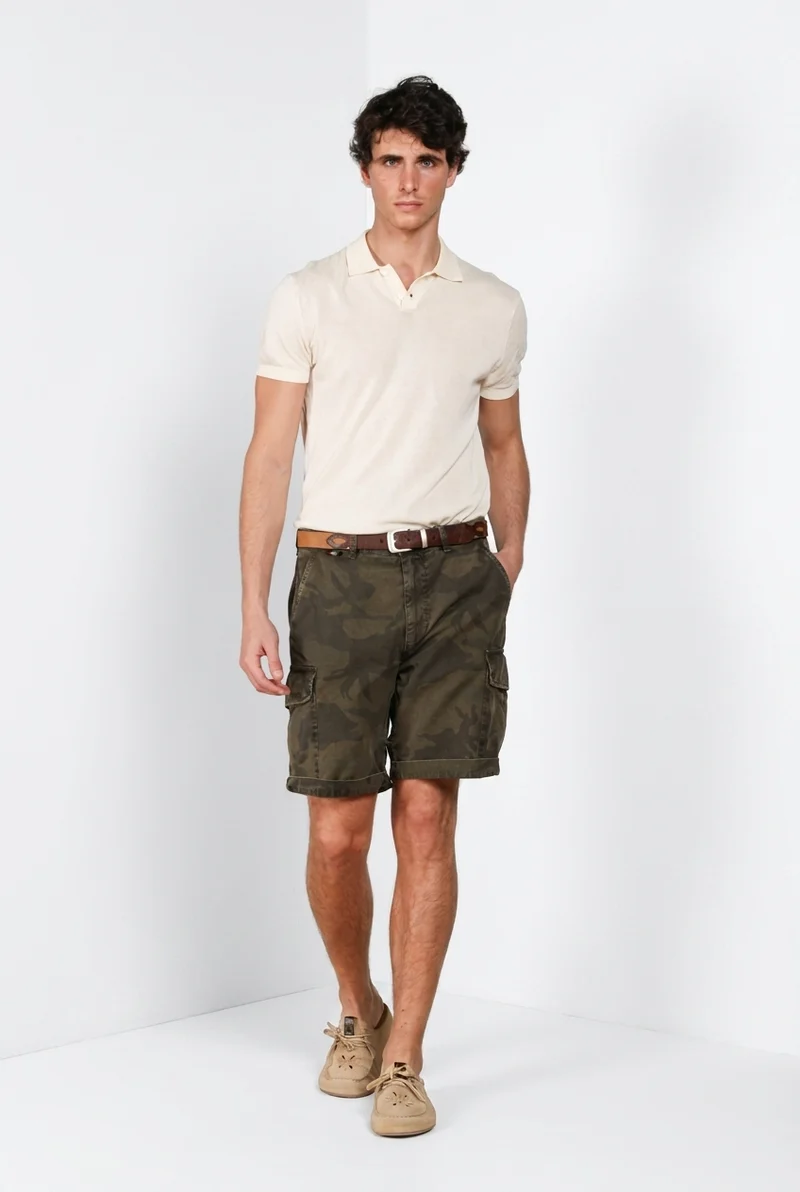 Chile M74 bermuda cargo homme en toile imprimé camouflage relaxed fit