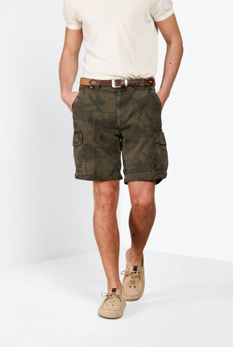 Chile M74 bermuda cargo homme en toile imprimé camouflage relaxed fit