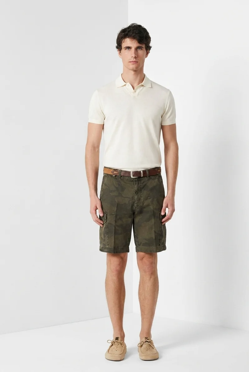 Chile M74 bermuda cargo homme en toile imprimé camouflage relaxed fit