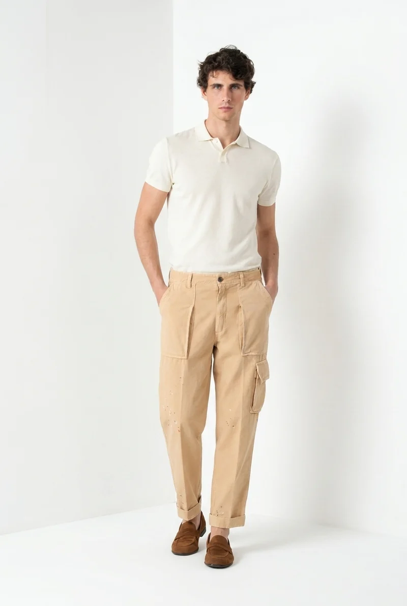 Cuba Work M74 pantalon cargo homme en coton flammè relaxed fit ①