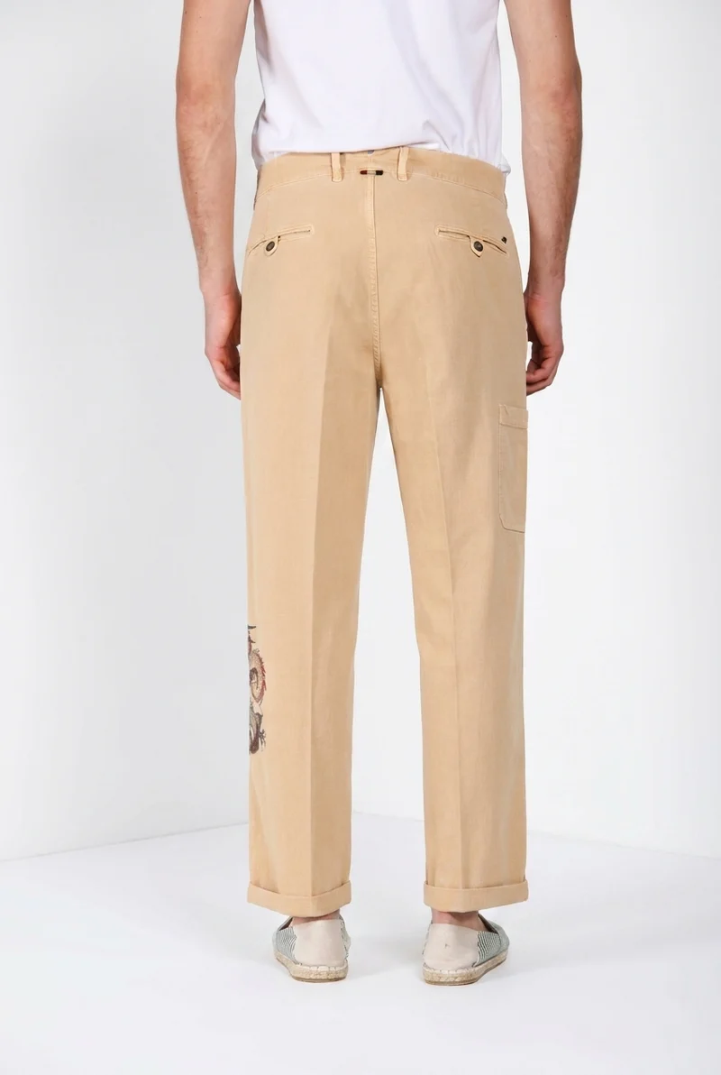 Denver M74 pantalon cargo homme en panama flammé relaxed fit