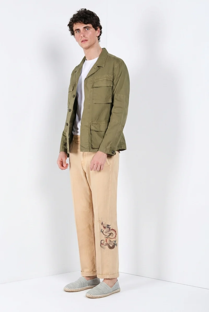 Denver M74 pantalon cargo homme en panama flammé relaxed fit