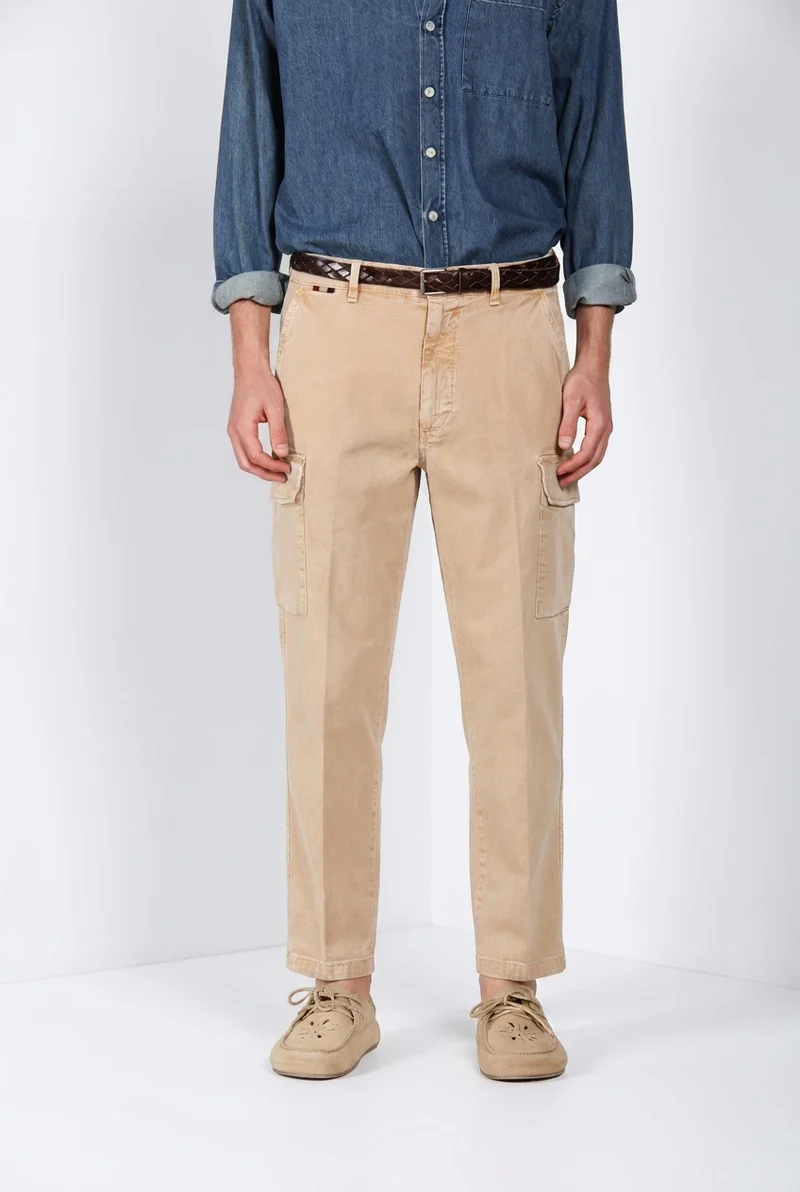 Chile M74 pantalon cargo homme en panama flammé relaxed fit ①