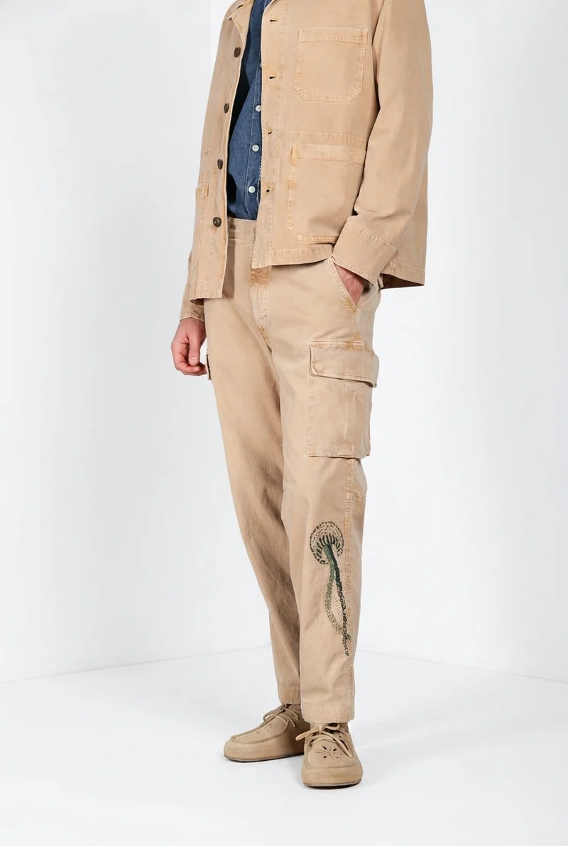Chile M74 pantalon cargo homme en panama flammé relaxed fit ①