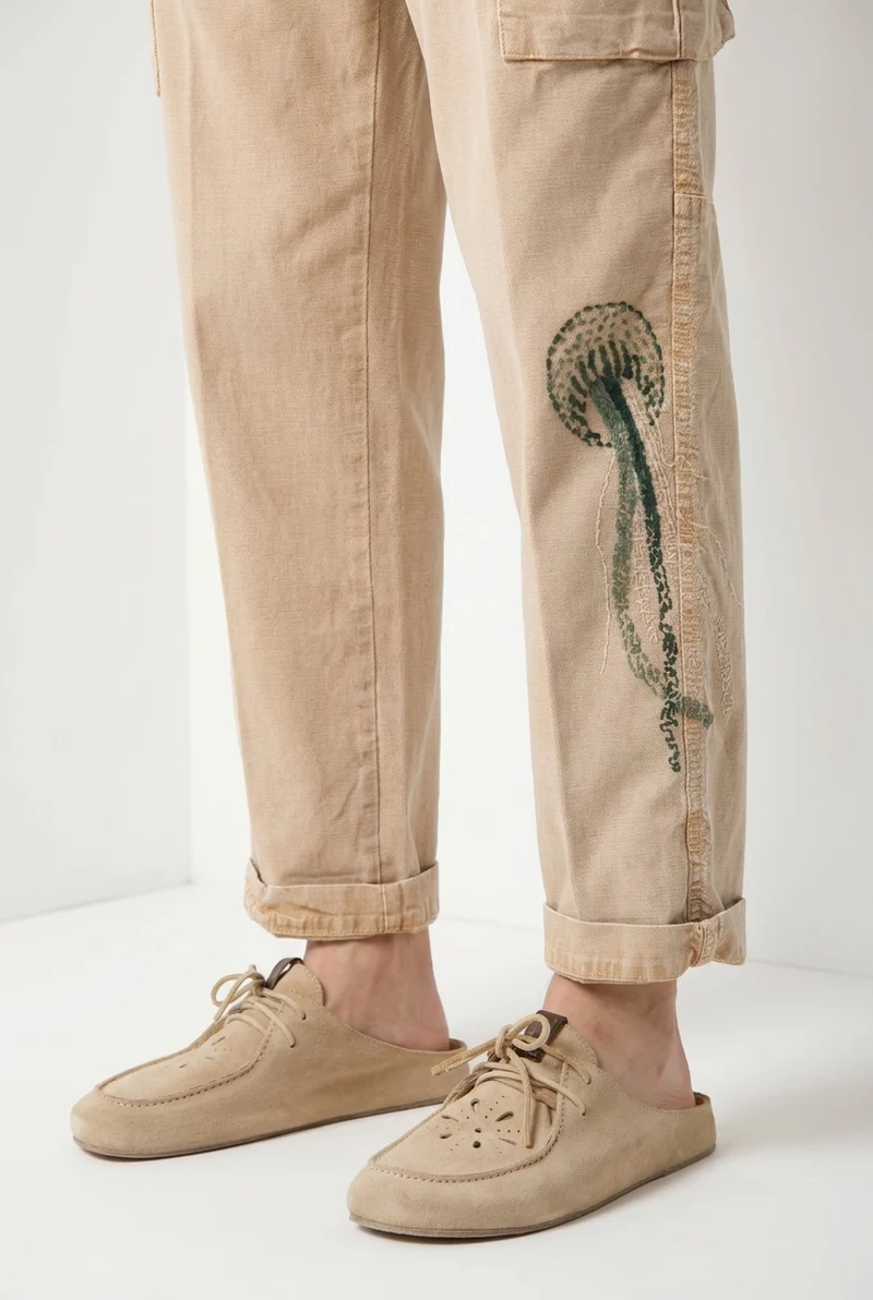Chile M74 pantalon cargo homme en panama flammé relaxed fit ①