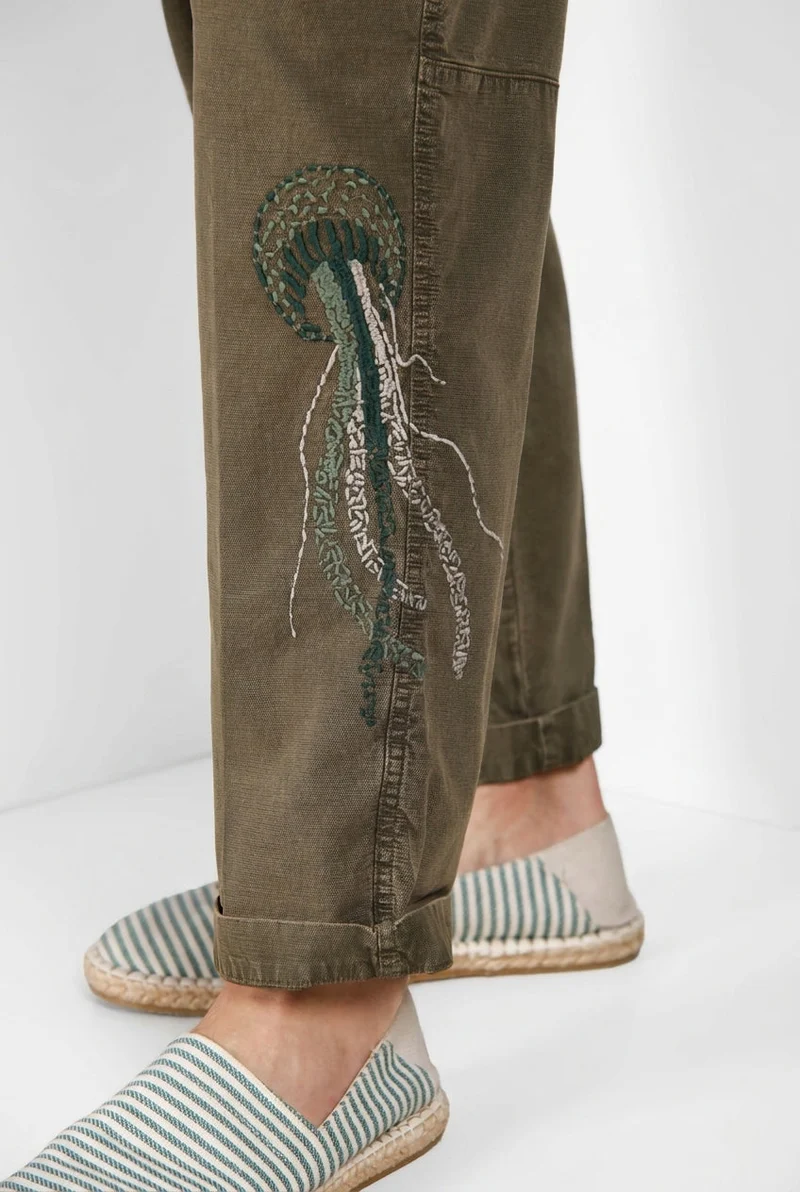 Chile M74 pantalon cargo homme en panama flammé relaxed fit ①