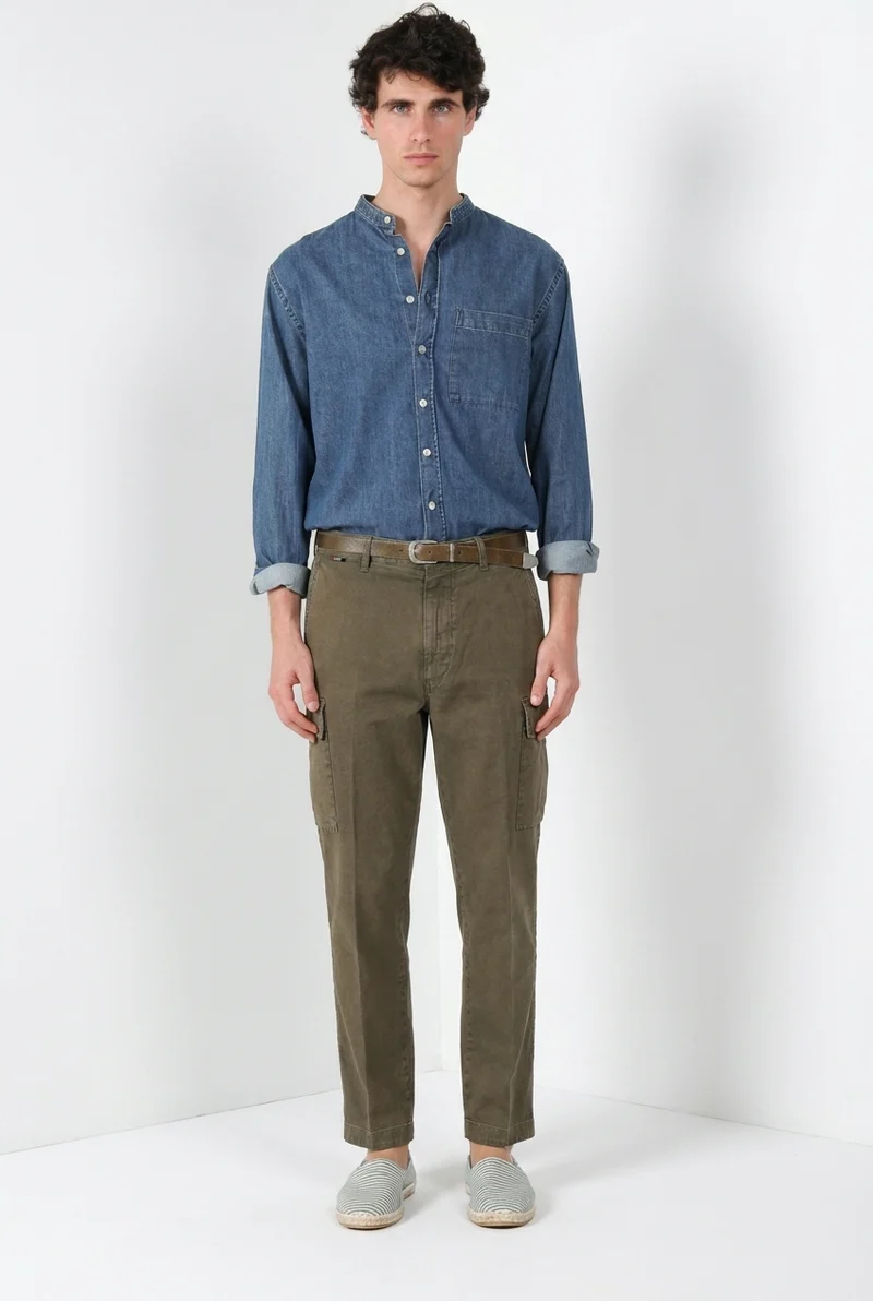Chile M74 pantalon cargo homme en panama flammé relaxed fit ①