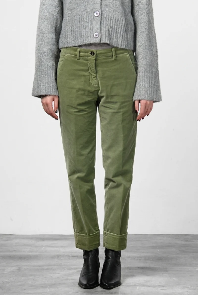 New York Carrot pantalon chino femme en velours lisse carrot fit ①
