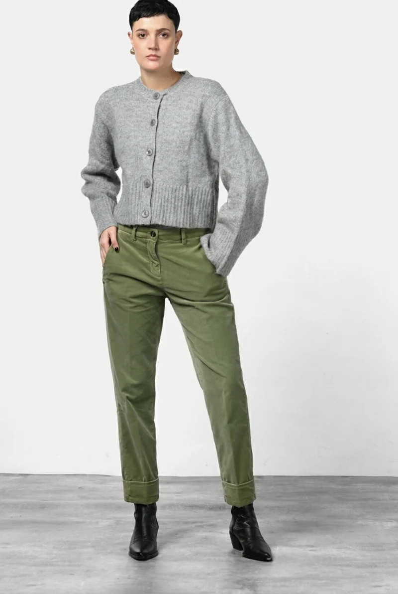 New York Carrot pantalon chino femme en velours lisse carrot fit ①