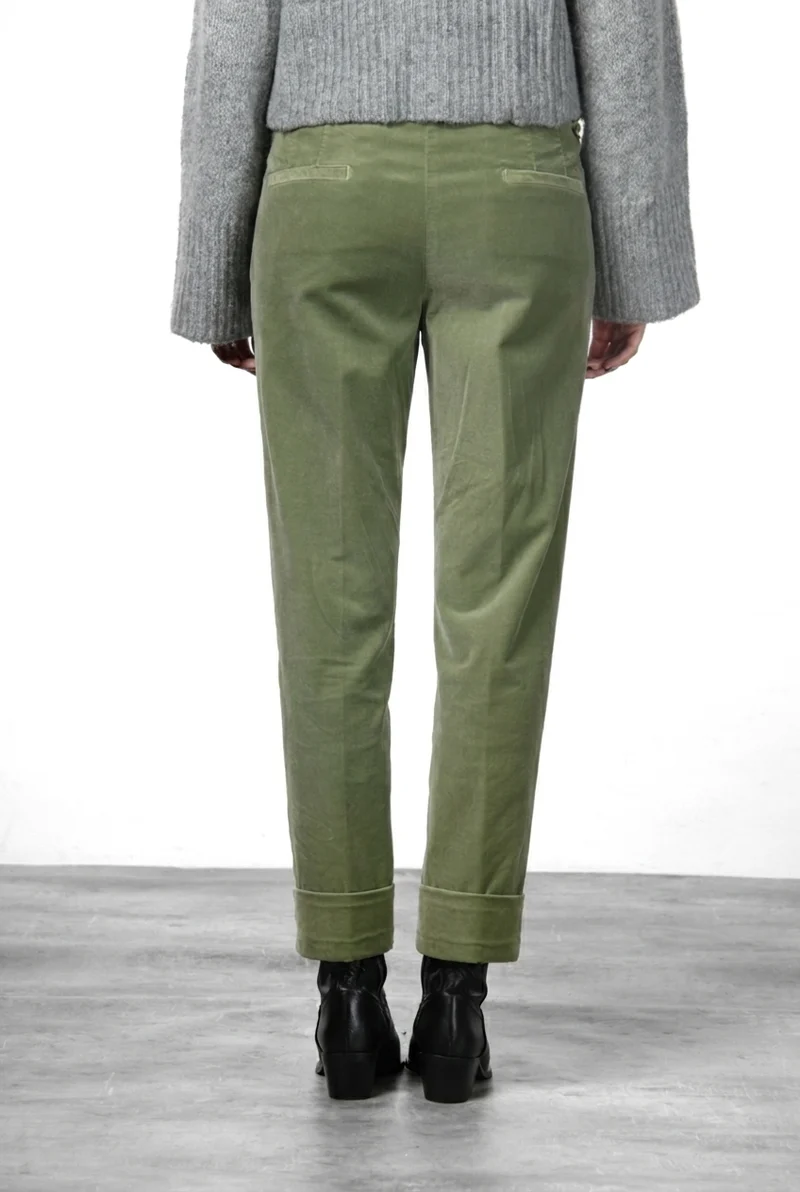 New York Carrot pantalon chino femme en velours lisse carrot fit ①
