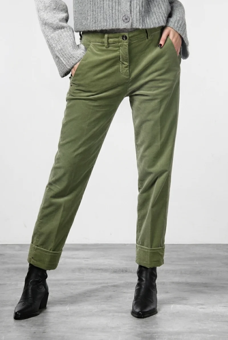 New York Carrot pantalon chino femme en velours lisse carrot fit ①