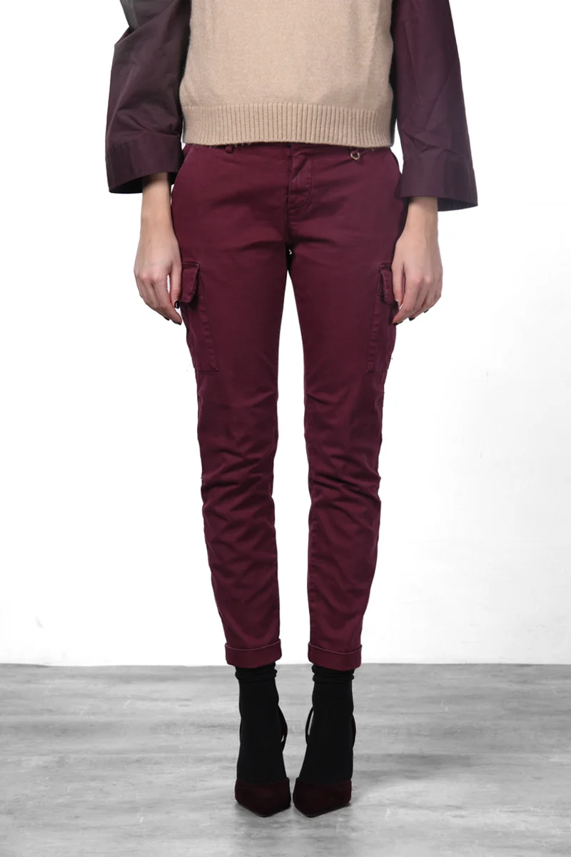 Chile City pantalon cargo femme en satin slim fit