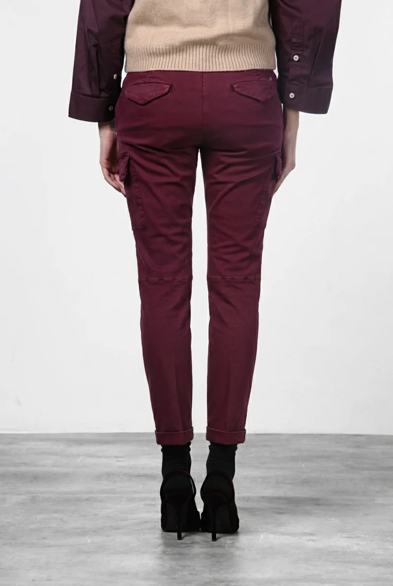 Chile City pantalon cargo femme en satin slim fit