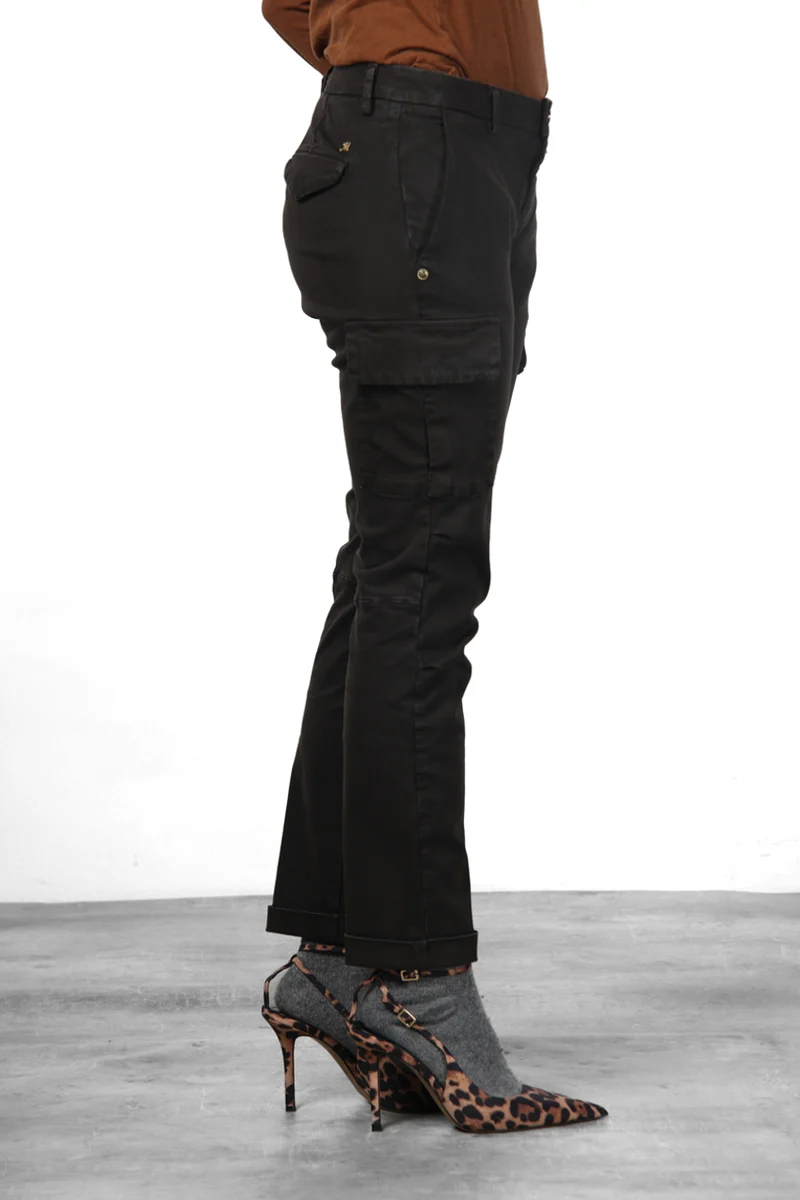 Chile City pantalon cargo femme en satin slim fit