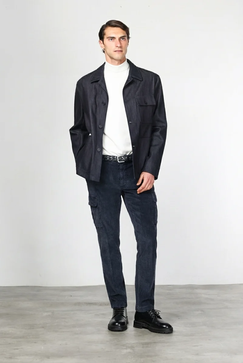 Chile pantalon cargo homme en velours à grosses côtes regular fit