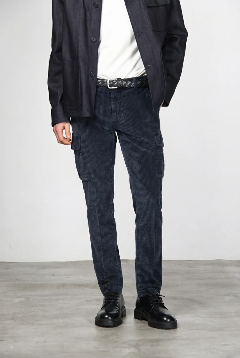 Chile pantalon cargo homme en velours à grosses côtes regular fit