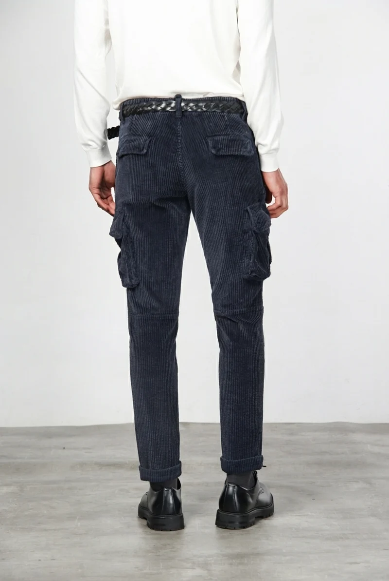 Chile pantalon cargo homme en velours à grosses côtes regular fit