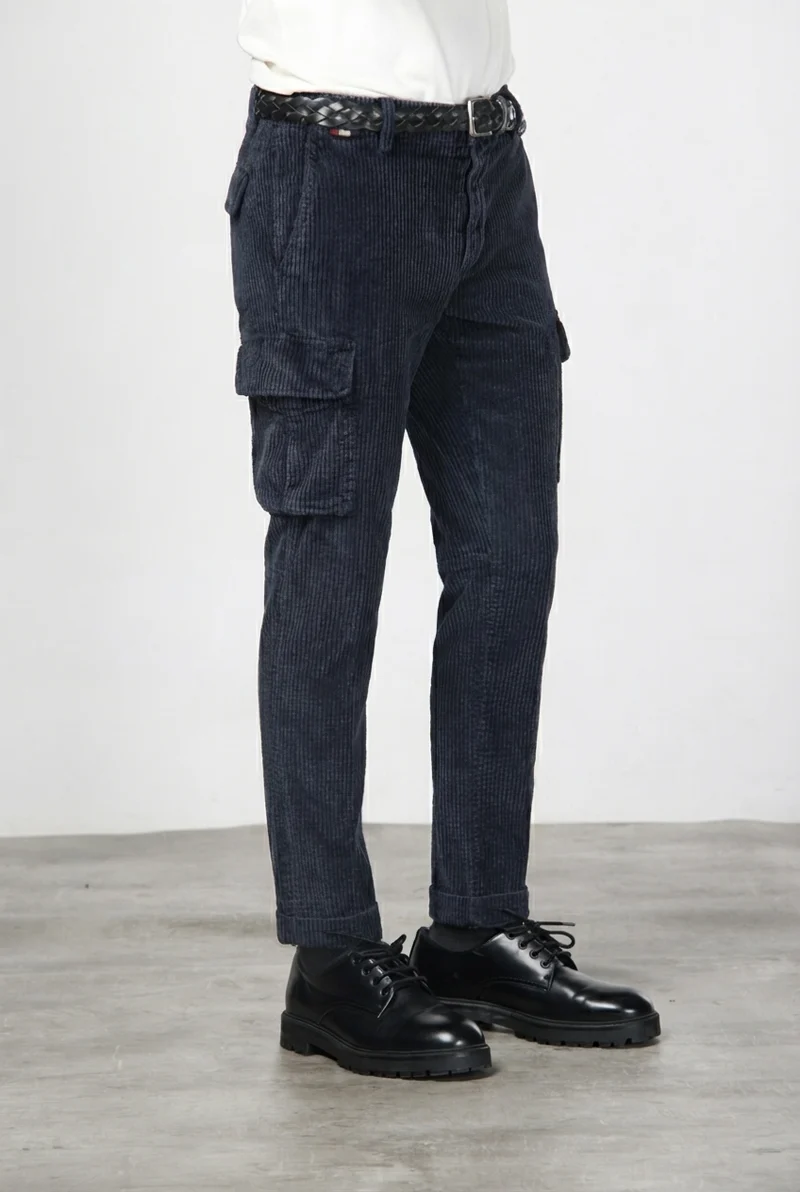 Chile pantalon cargo homme en velours à grosses côtes regular fit
