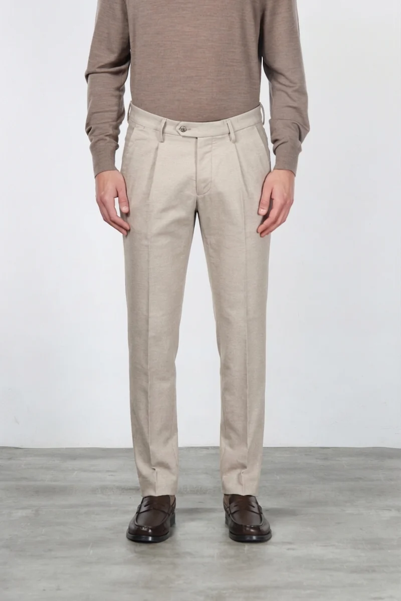 Torino City 1 Pinces pantalon chino homme à armure diagonale teint fil slim fit