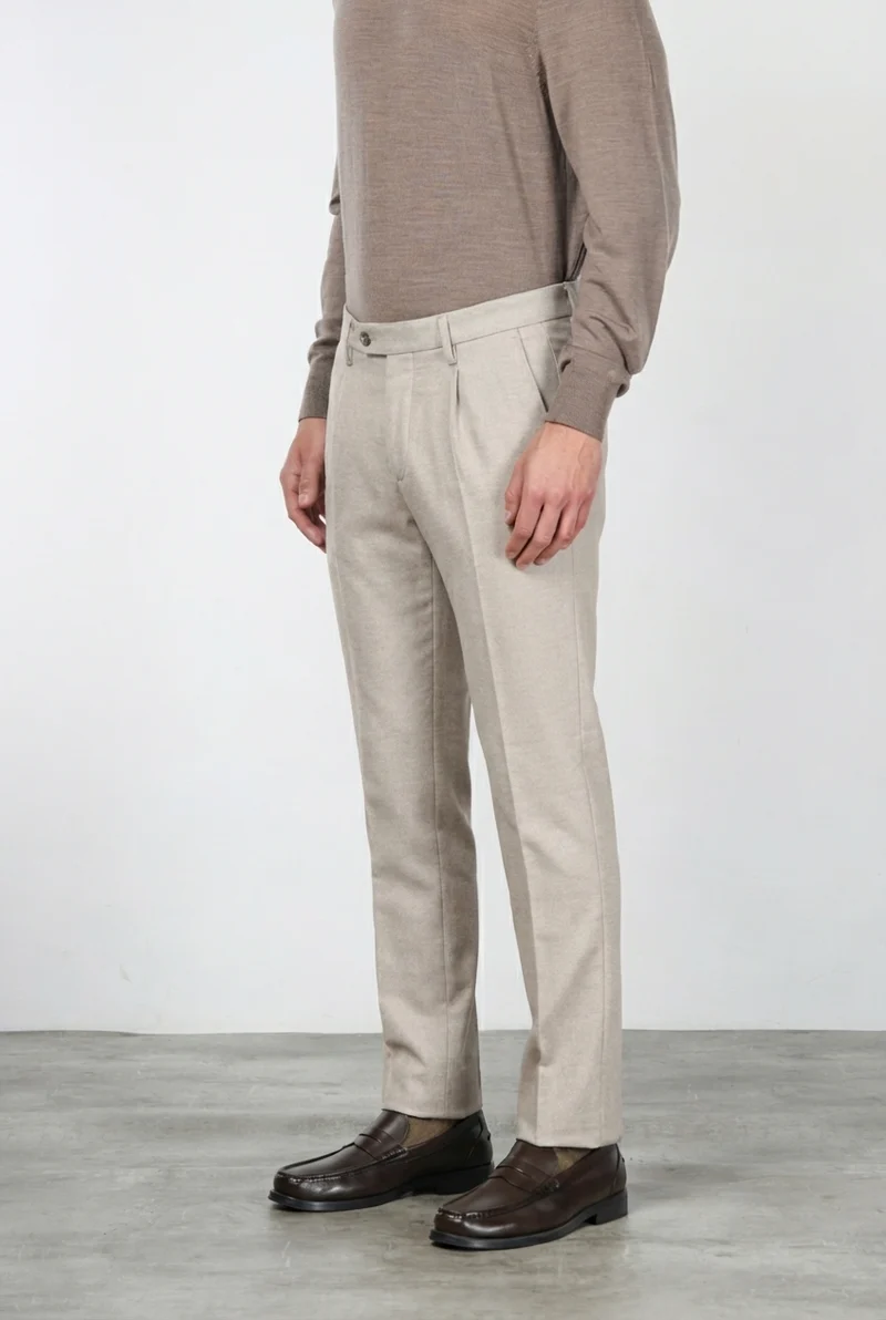 Torino City 1 Pinces pantalon chino homme à armure diagonale teint fil slim fit