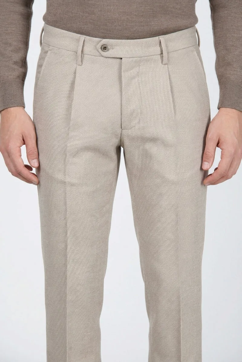 Torino City 1 Pinces pantalon chino homme à armure diagonale teint fil slim fit