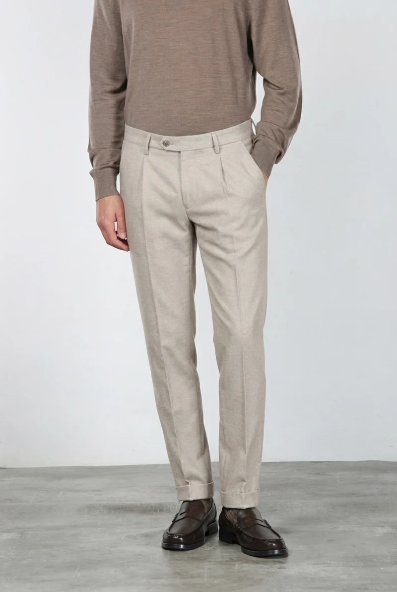 Torino City 1 Pinces pantalon chino homme à armure diagonale teint fil slim fit