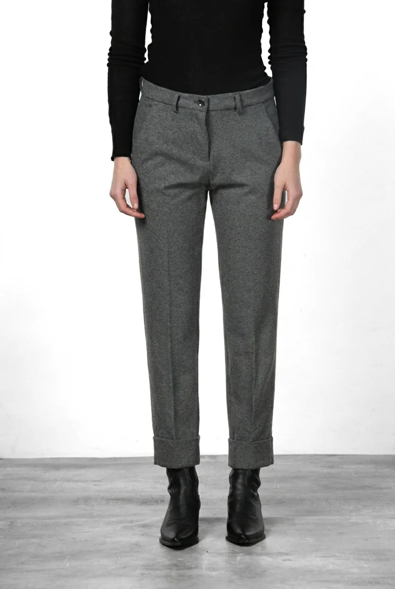 New York Carrot pantalon chino femme en jersey flanelle carrot fit
