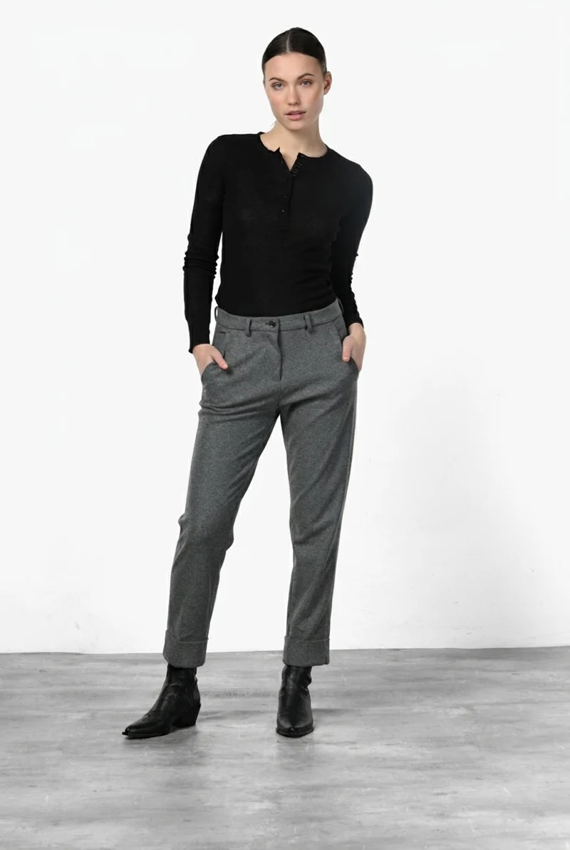 New York Carrot pantalon chino femme en jersey flanelle carrot fit