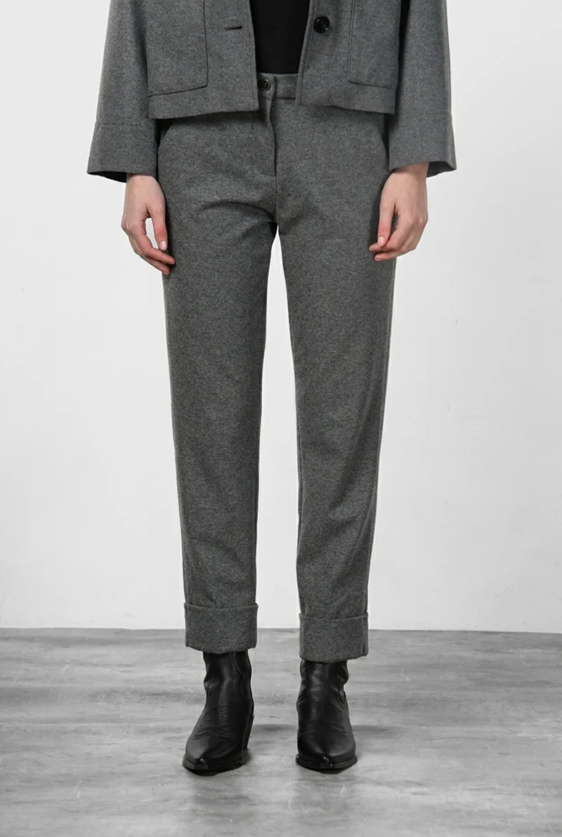 New York Carrot pantalon chino femme en jersey flanelle carrot fit