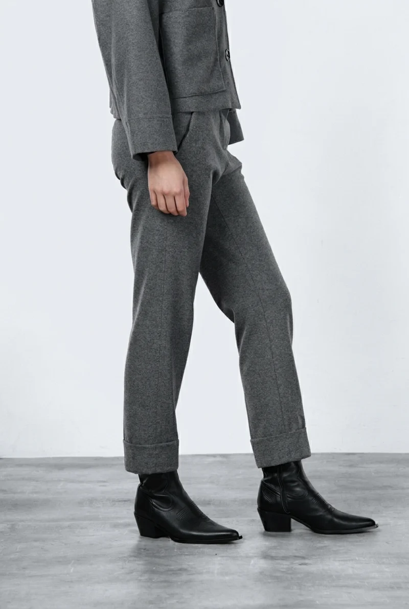 New York Carrot pantalon chino femme en jersey flanelle carrot fit