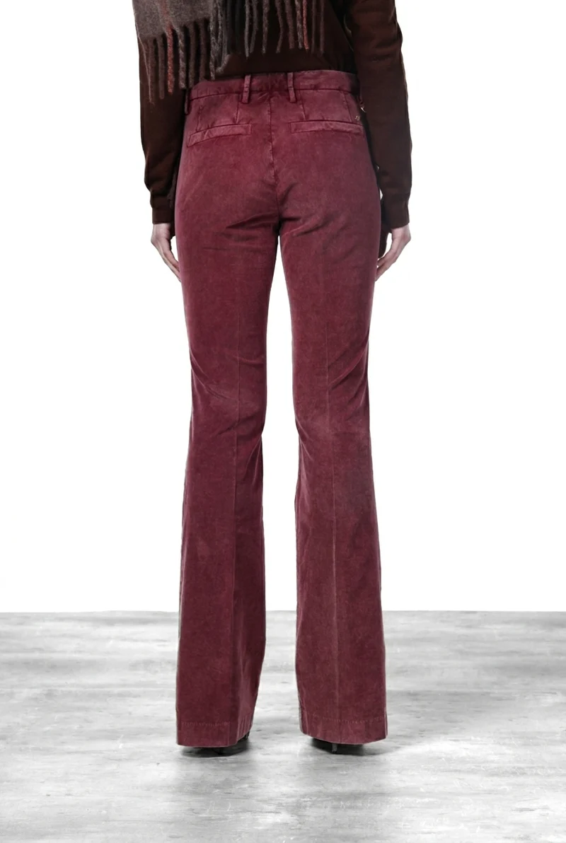 New York Flare pantalon chino femme en velours 1000 raies slim fit