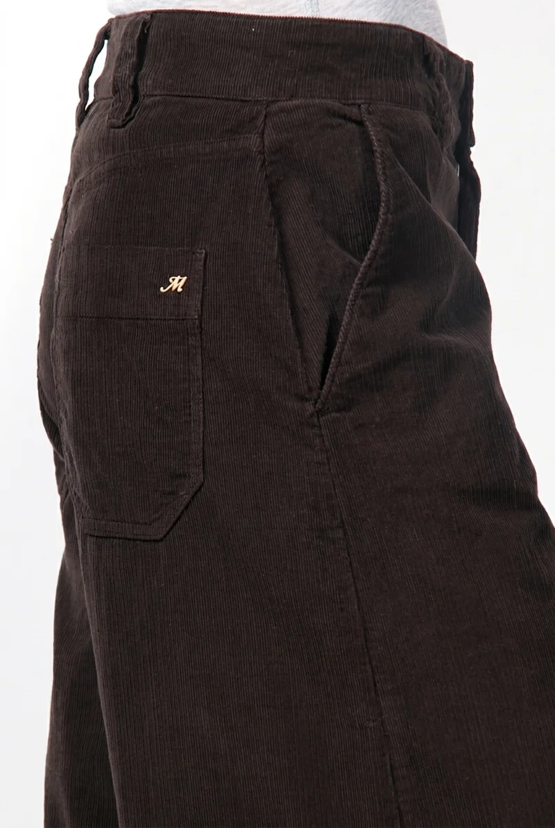 Pantalon chino New York Wide femme en velours côtelé 500 raies, wide leg