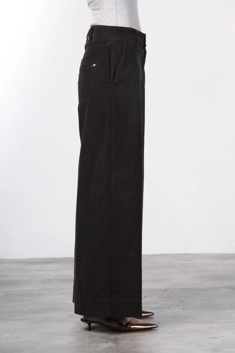 Pantalon chino New York Wide femme en velours côtelé 500 raies, wide leg