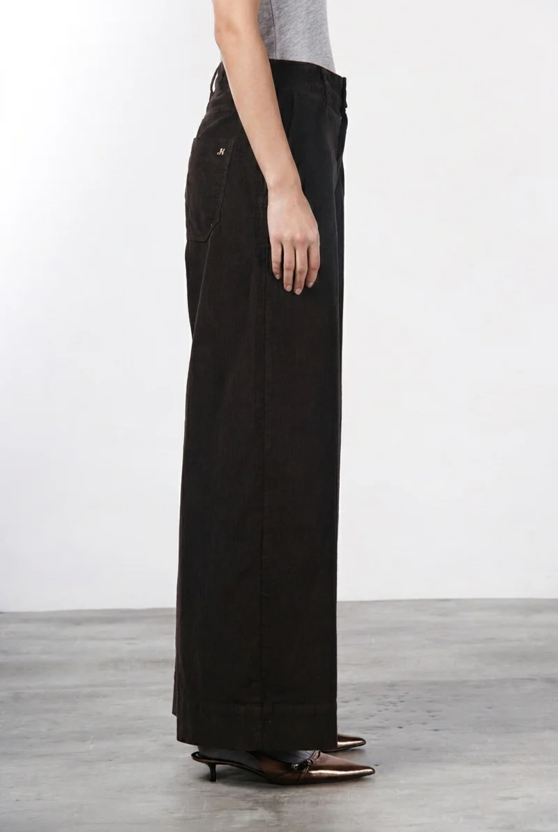 Pantalon chino New York Wide femme en velours côtelé 500 raies, wide leg