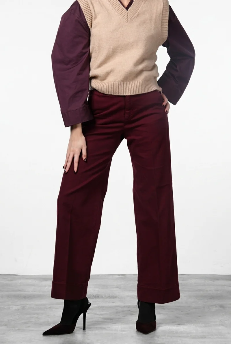New York Studio pantalon chino femme en satin straight fit