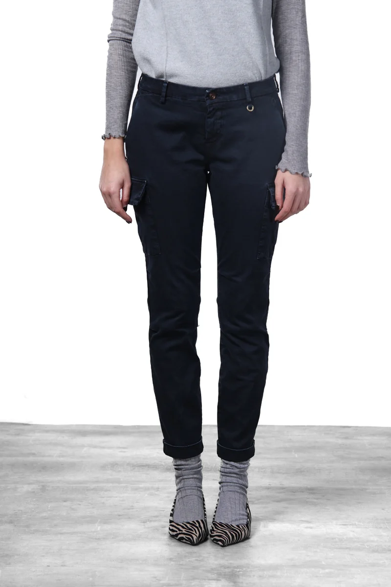 Chile City pantalon cargo femme en satin slim fit