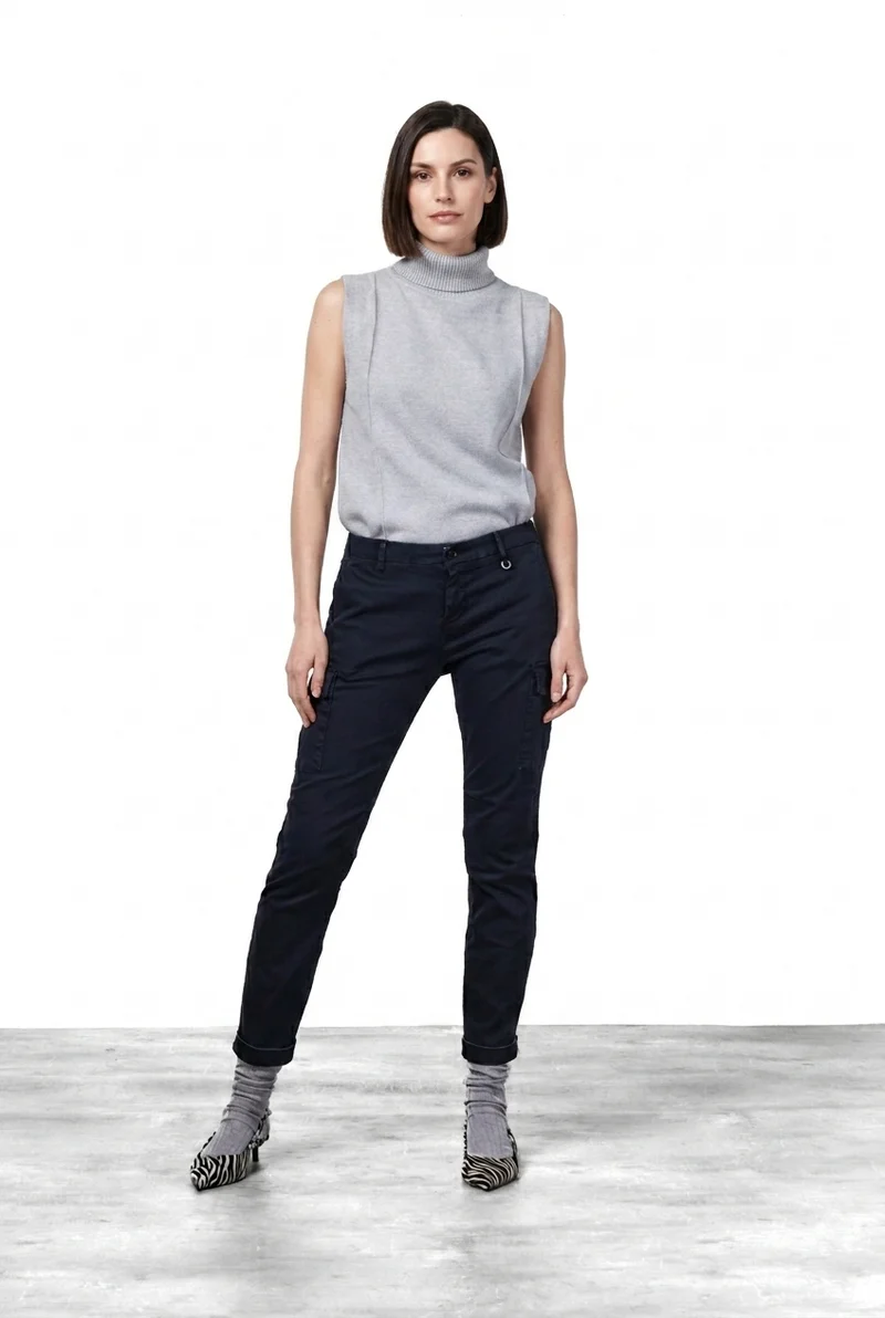 Chile City pantalon cargo femme en satin slim fit