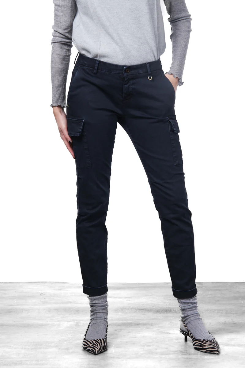 Chile City pantalon cargo femme en satin slim fit