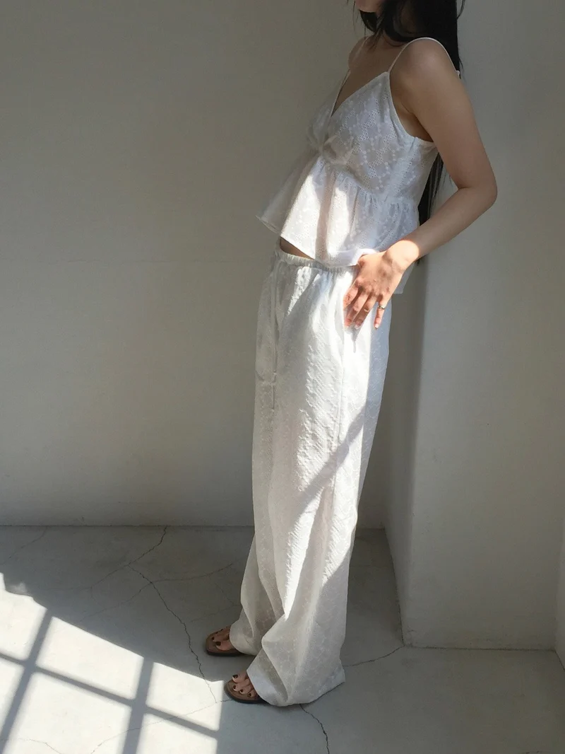 Lovemoment Eyelet Lace Wide Leg Pants (+Optional Top)