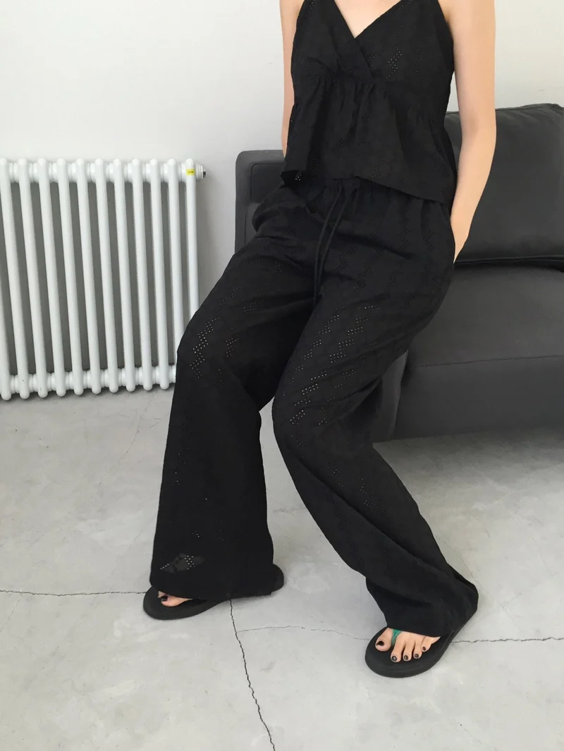 Lovemoment Eyelet Lace Wide Leg Pants (+Optional Top)