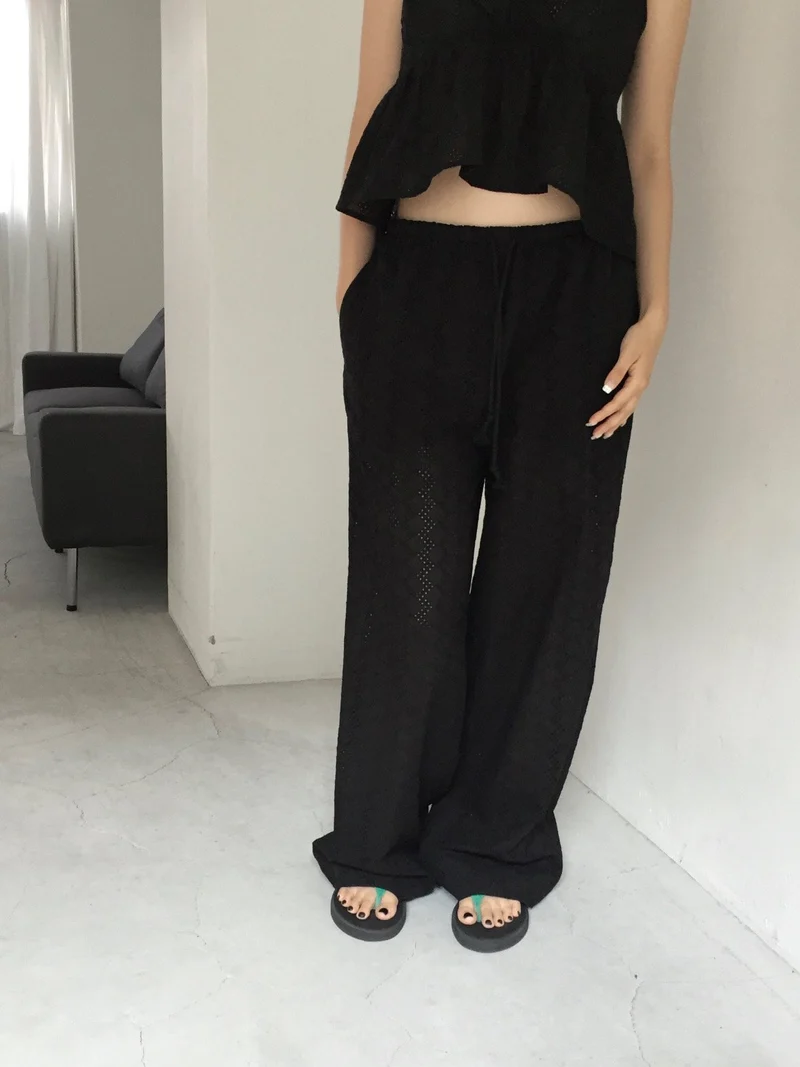 Lovemoment Eyelet Lace Wide Leg Pants (+Optional Top)