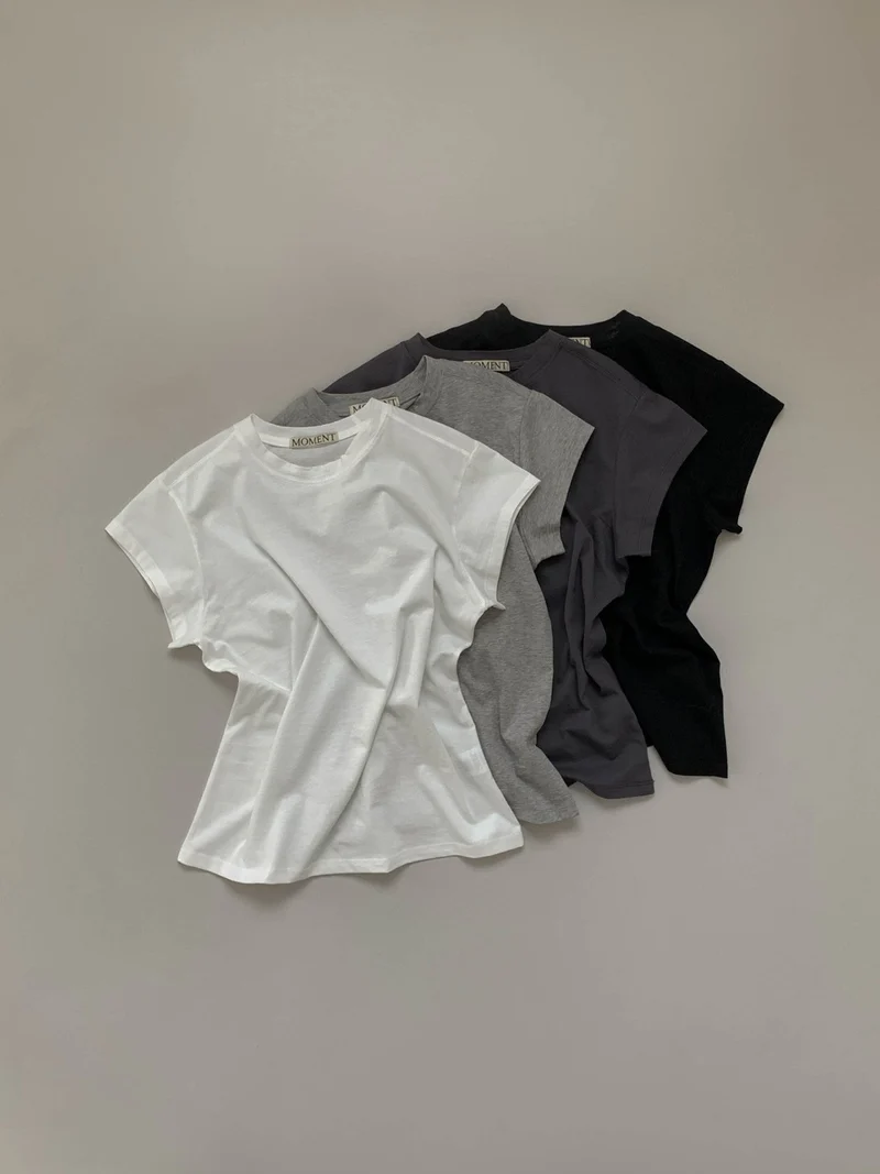 (2Pack) Moment Round Neck Cap Sleeve Basic T