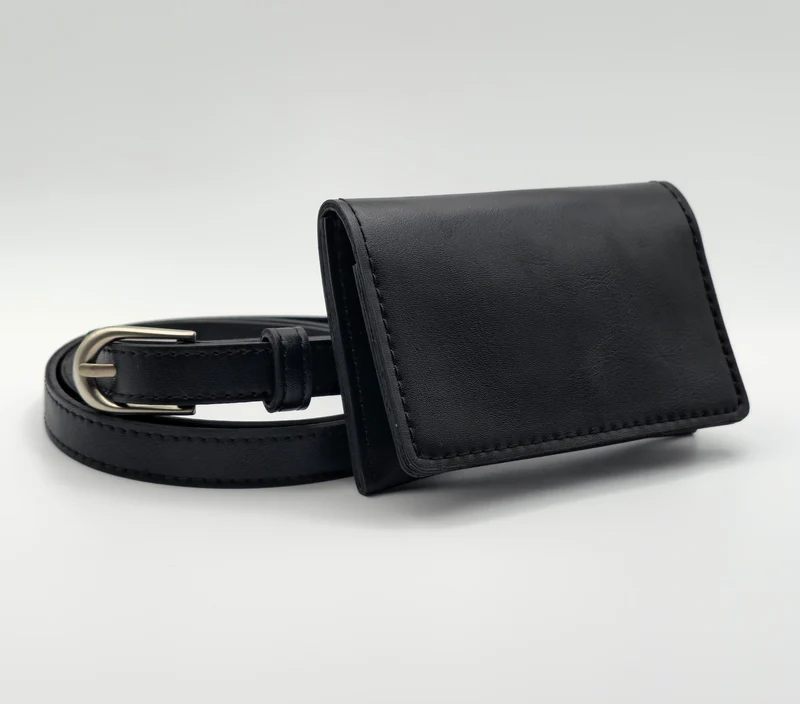 Leatherline Faux Leather Belt Bag Set with Flap Pouch—