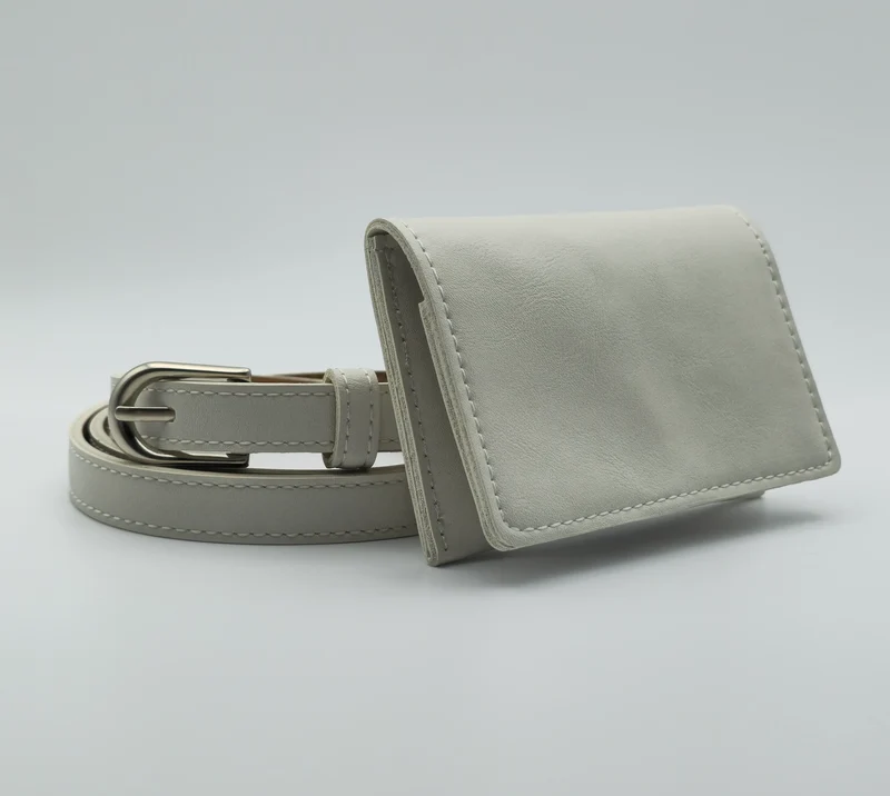Leatherline Faux Leather Belt Bag Set with Flap Pouch—