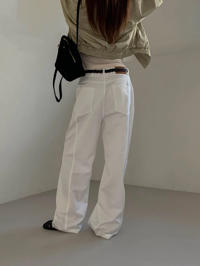Moment Front and Back Seam Detail Wide Leg Pants