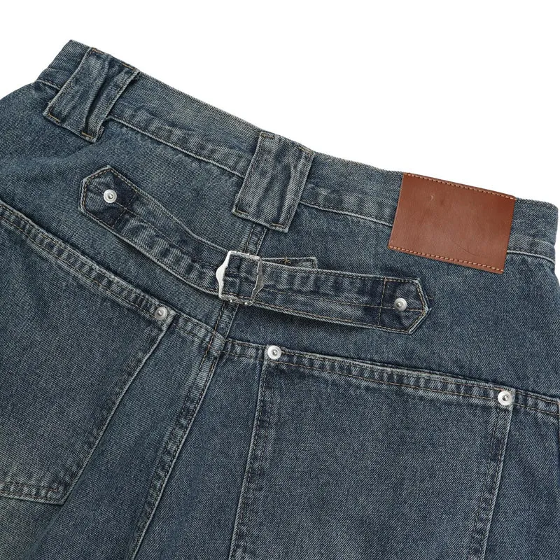 Veil Buckle Detail Bermuda Denim Shorts