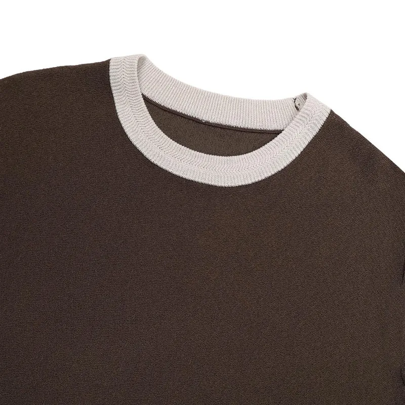(2Pack) Veil Contrast Trim Crew Neck Knit Tee