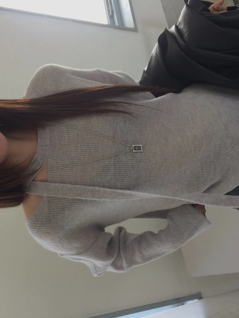 Anou Off-Shoulder Strap Cutout Loose Fit Long Sleeve Knit Top